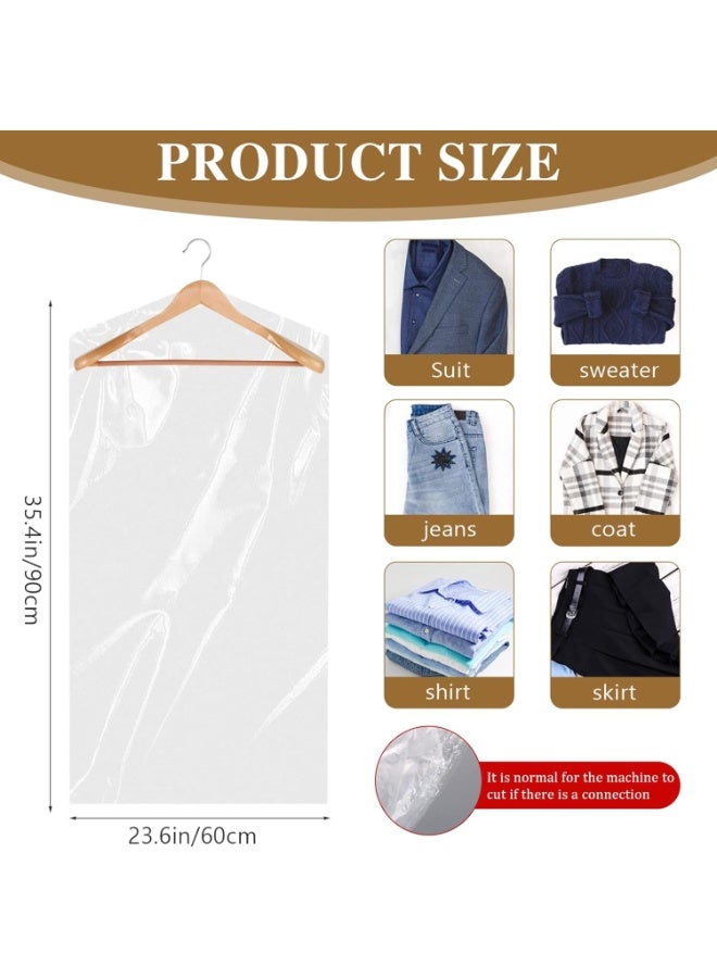 SRLIWHITE 20 Pack Clear Plastic Garment Bags for Hanging Clothes, Long Waterproof Dry Cleaning Covers for Suits, Coats, Jackets, and Dresses - Image 2